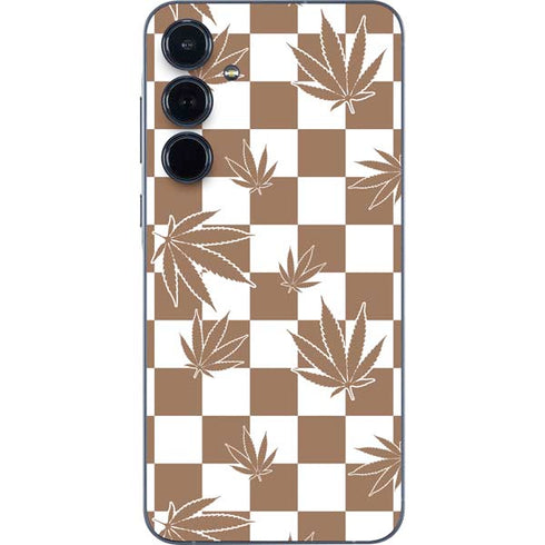 Marijuana Brown Checkered Galaxy A35 5G Skin